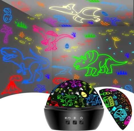 Dino Lamp – Night Light Projector, Gifts for Boys 3-8, Dinosaur Bedroom, Christmas Stocking Fillers (Age 4-8).