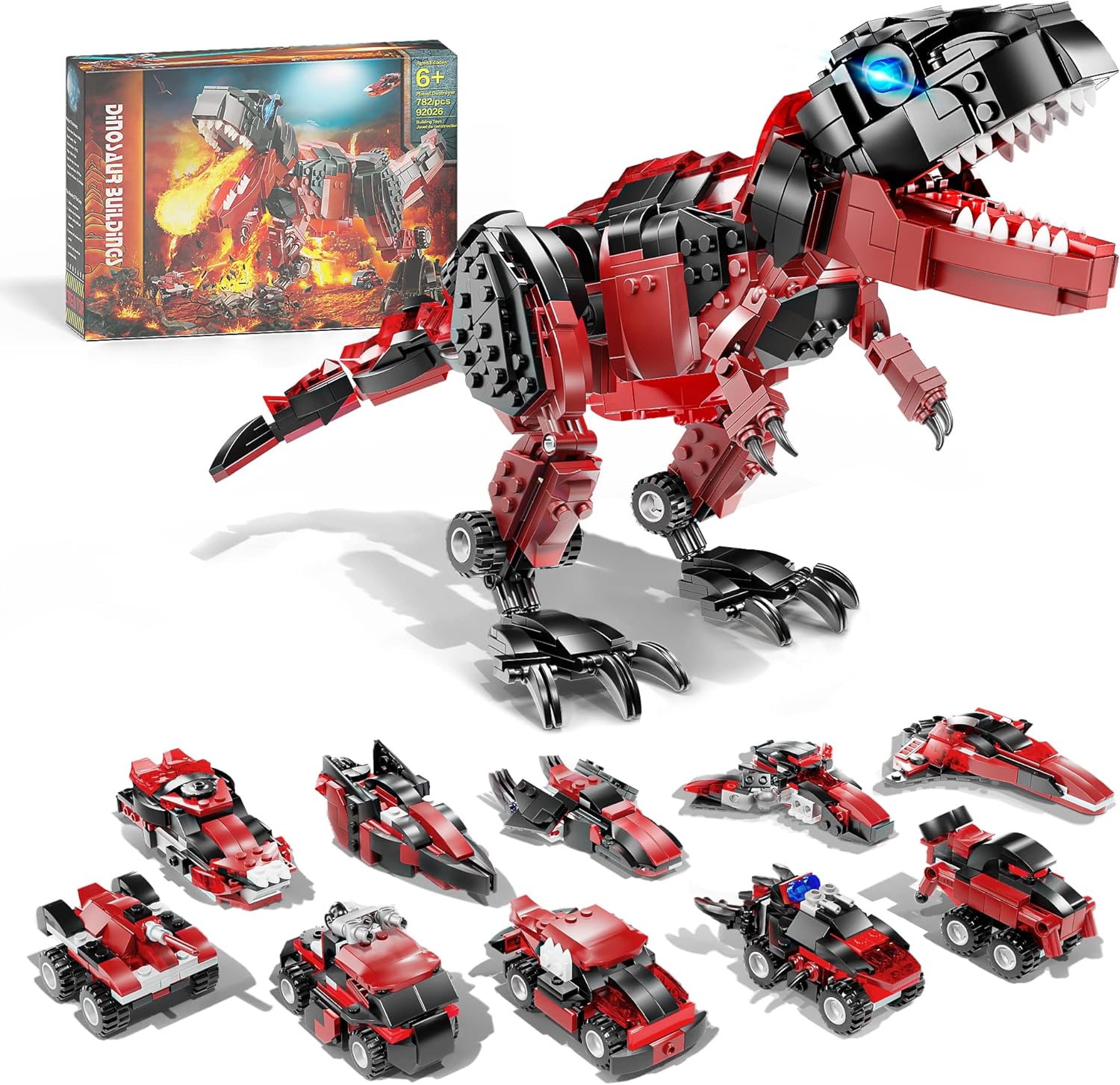 Dinosaur Construction Building Toys, 782 Pieces 11 in 1 Model T-Rex Dinosaur Building Kit, Creative Dinosaur STEM Toys, Great Gift for Boys & Girls Age 6 7 8 9 10 11 12 13 14