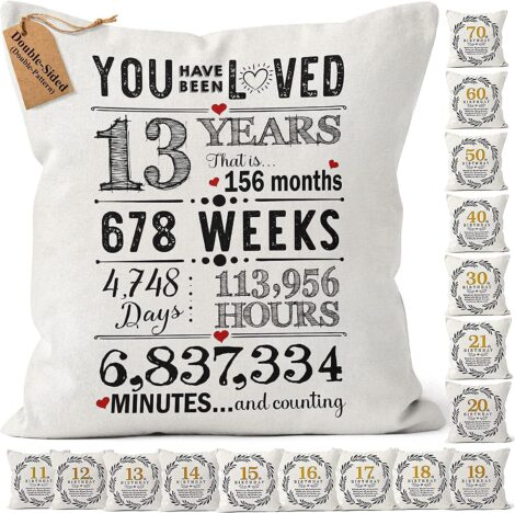 Kies HOME® Double-Sided Cushion Covers: Perfect 13th Birthday Gifts for Girls and Boys, 18×18 Inch size