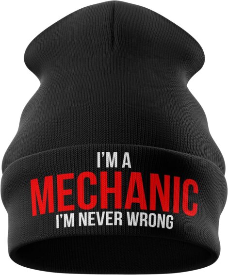 Mechanic Gifts: “I’m a Mechanic, Never Wrong” Beanie – Winter Hat for Men