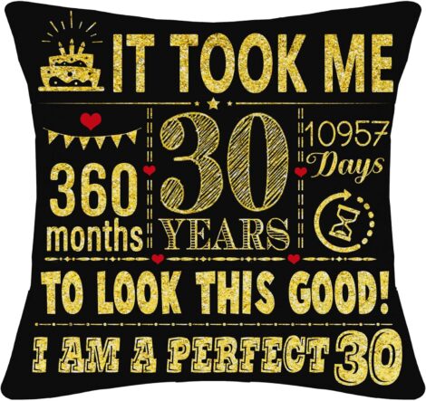 Black Cushion Cover: 30th Birthday Gifts for Women and Men (30th Birthday Decorations)