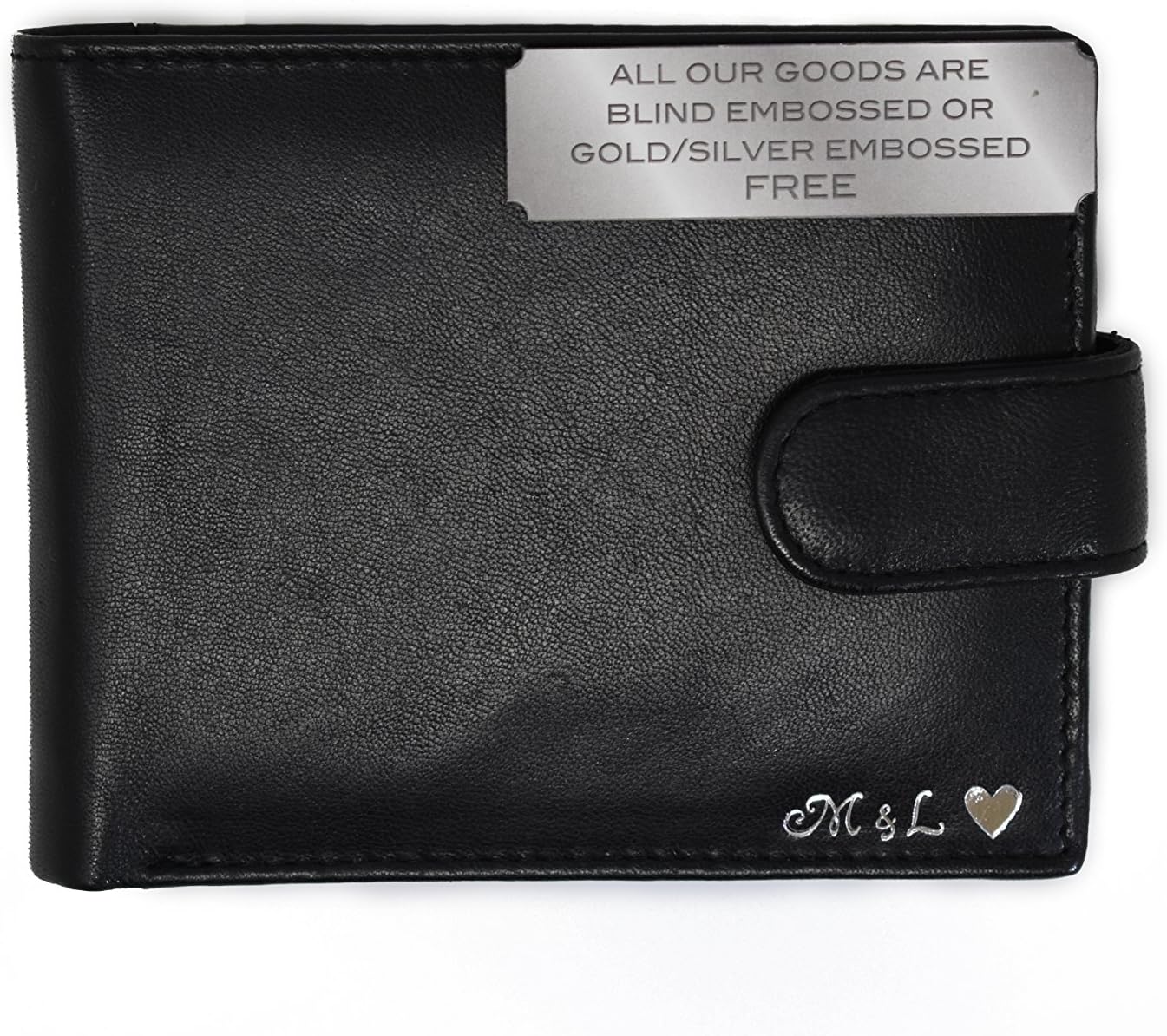 Personalised Black Engraved Genuine Real Soft Leather Wallet with Coin Pocket/Pouch