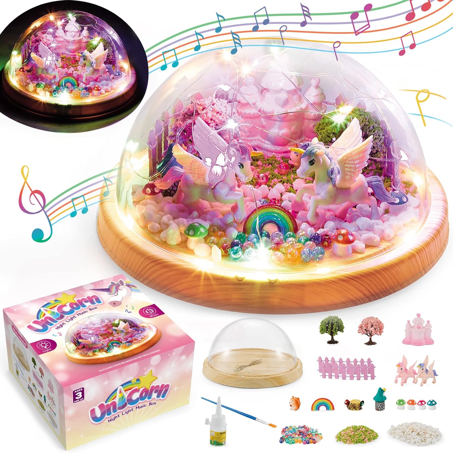 hapray DIY Fairy Unicorn Toys for Kids, Decor Music Night Light Kits, Ideal Art and Crafts Birthday Christmas Gifts Age5-10 6 7 8 9 12