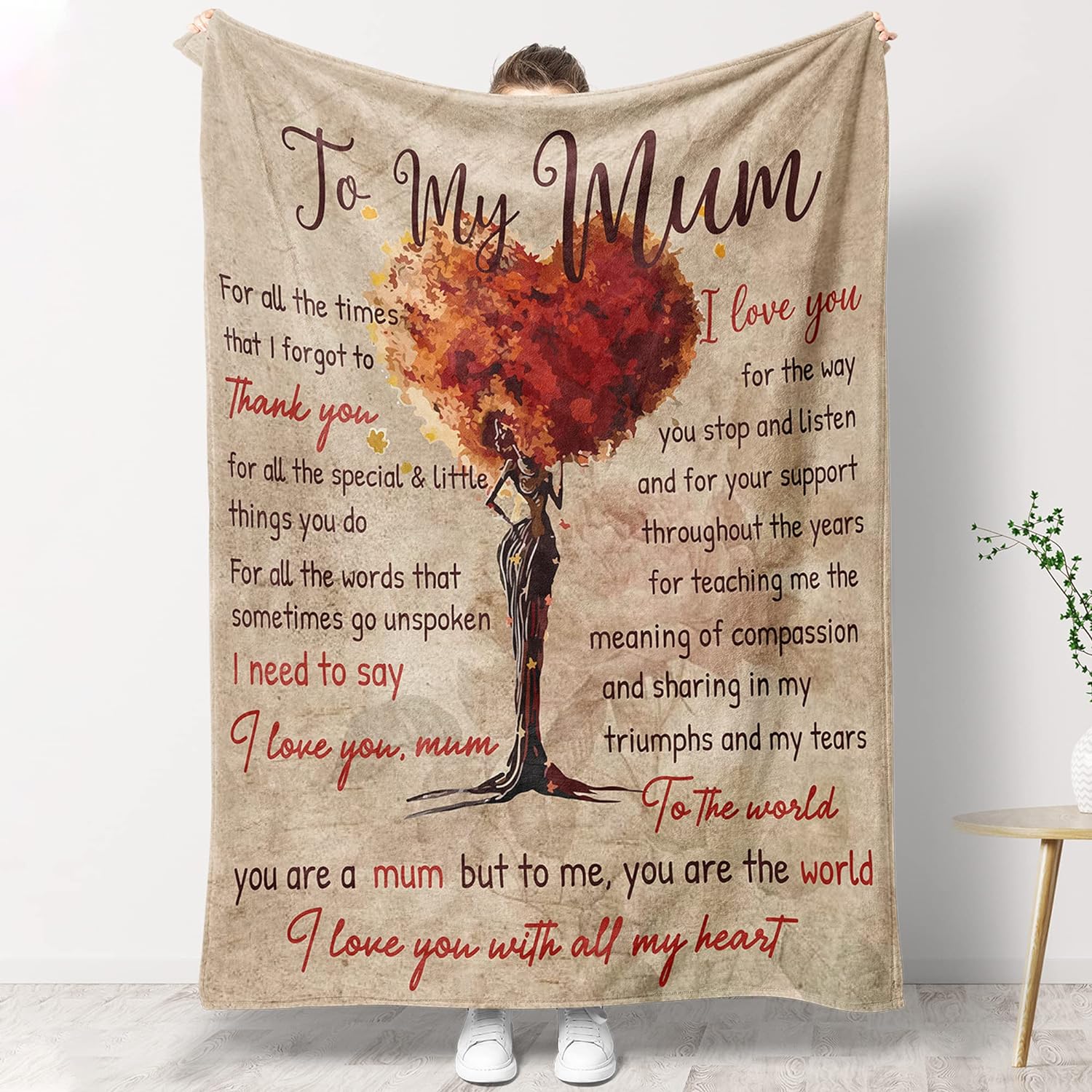 Blumuze Mum Gifts, Personalised Fleece Blanket with Message Gifts for Mum, Mum Birthday Gifts, Mothers Day Christmas Birthday Gifts for Mum From Daughter Son, Presents for Mum Mummy 152 x 127CM