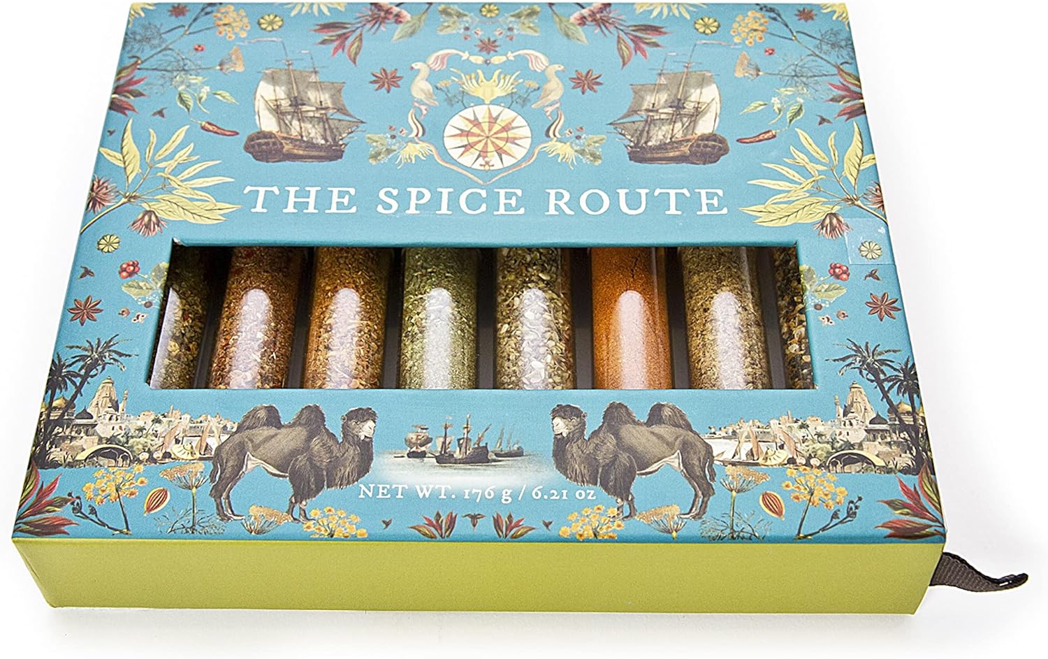 Eat.Art Spice Route - Around The World Spice Set Of 8 – Luxury Food Cooking Gifts - An Unusual Gourmet Selection Box – Unique Seasoning Set with Slide Out Spice Rack - Fathers Day Gift