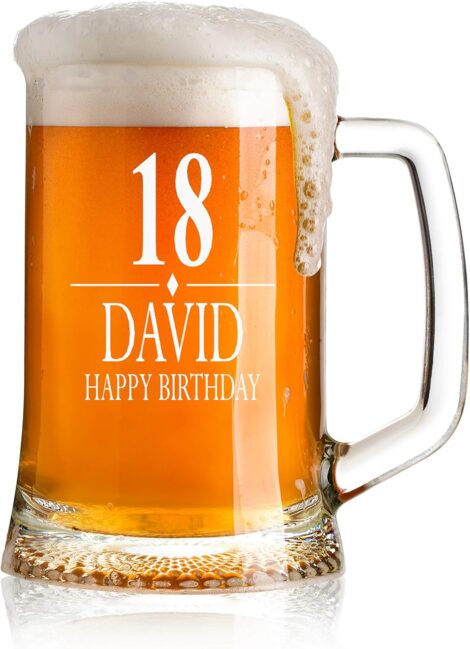 Customized Birthday Beer Tankard Glass Gift for Milestone Birthdays (18th-80th)