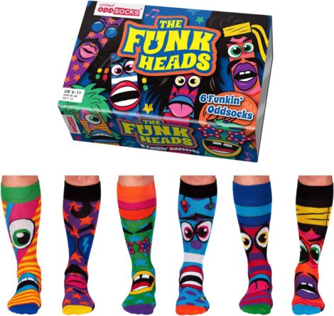 United Oddsocks The Funk Heads – 6 Mens Oddsocks UK 6-11 EUR 39-46 US 7-12 (14 words)