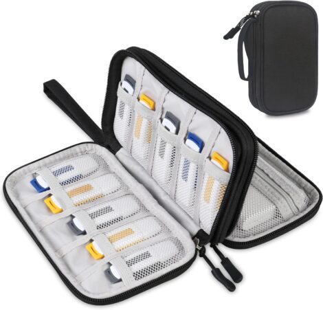 Lacdo USB Drive Case: Compact Organizer for SanDisk/SamData/Samsung Flash Drives, Memory Stick, SD Card, Cable (Black)