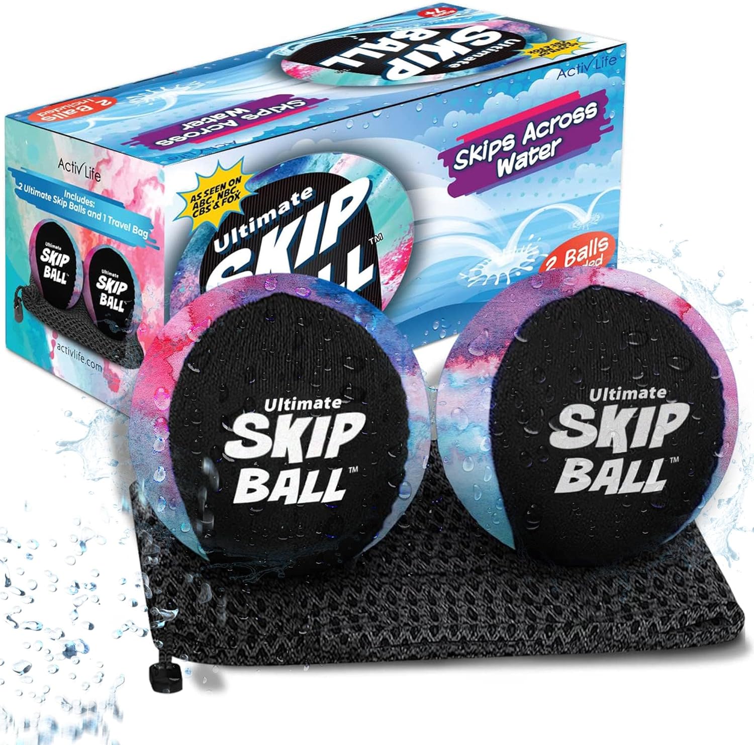 Activ Life The Ultimate Skip Ball – Water Bouncing Ball (2 Pack) Create Lasting Memories with your Friends & Family at the Beach, Lake or Pool - Great for all Ages