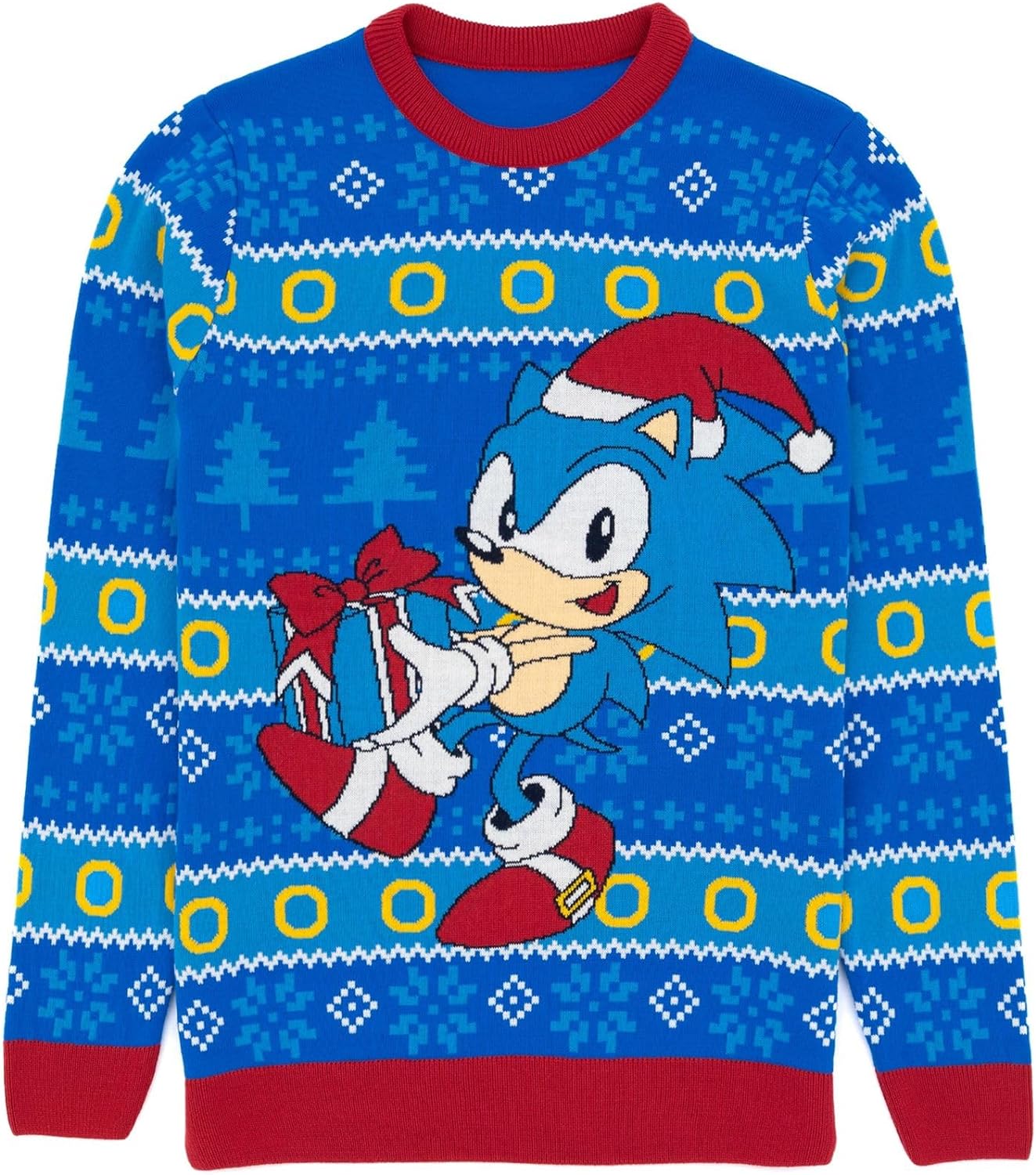 Sonic The Hedgehog Mens Christmas Jumper | Adults Ladies Video Game Movie Festive Navy Knitted Sweater | Xmas Gifts for Him Her