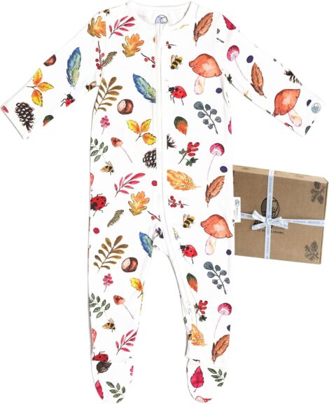 AdoraCub organic cotton bamboo baby sleepsuits, ideal for newborns. Perfect baby gift in a gift box.