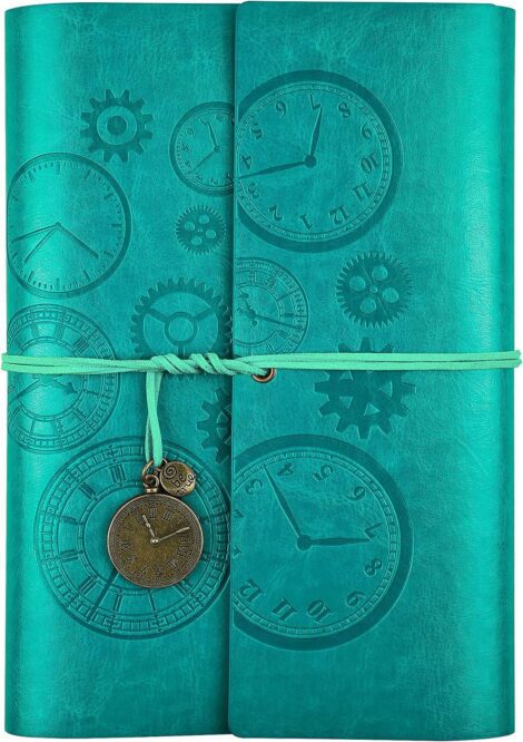 Blue A5 Leather Journal Notebook: Vintage Refillable Spiral Bound Travelers Notebook for Men and Women.