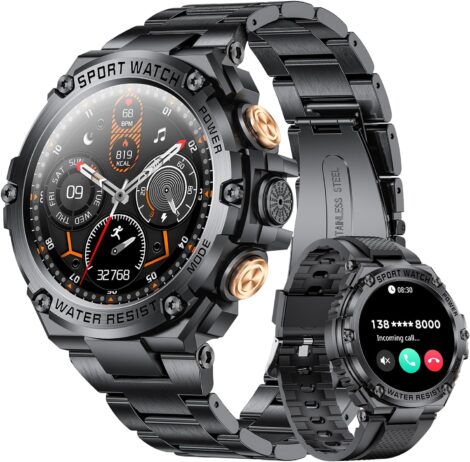 SIEMORL Men’s Smart Watch with 2 Straps, Large Screen, Call Feature, Fitness & Sleep Monitoring.