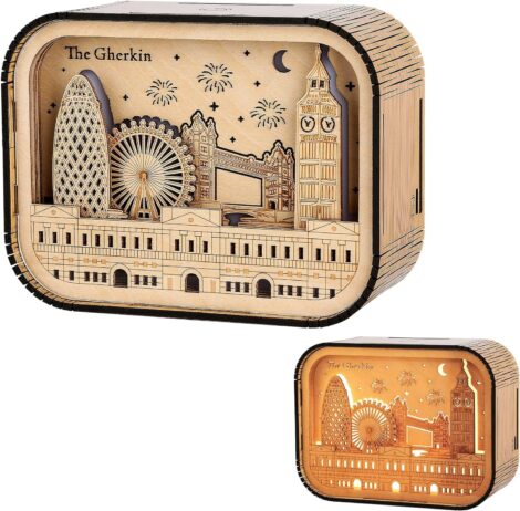 London Landmark 3D Souvenir Gifts – Gherkin, Big Ben, Tower Bridge, London Eye. Wooden Ornaments for Decor.