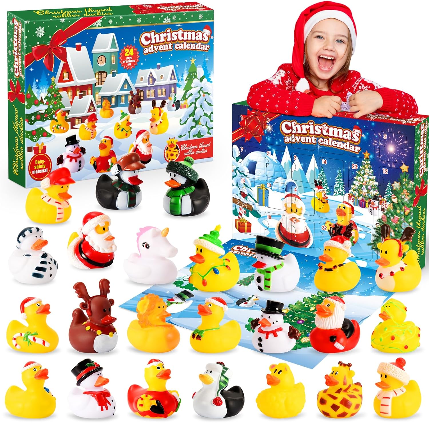 Gralal Advent Calendar 2023 Kids, Rubber Duck Bath Toys 24 Days Christmas Countdown Calendar 2023 Christmas Xmas Gifts for Kids Eve Gifts for 3-9 Year Old Girls Toys for 3-10 Year Old Boys