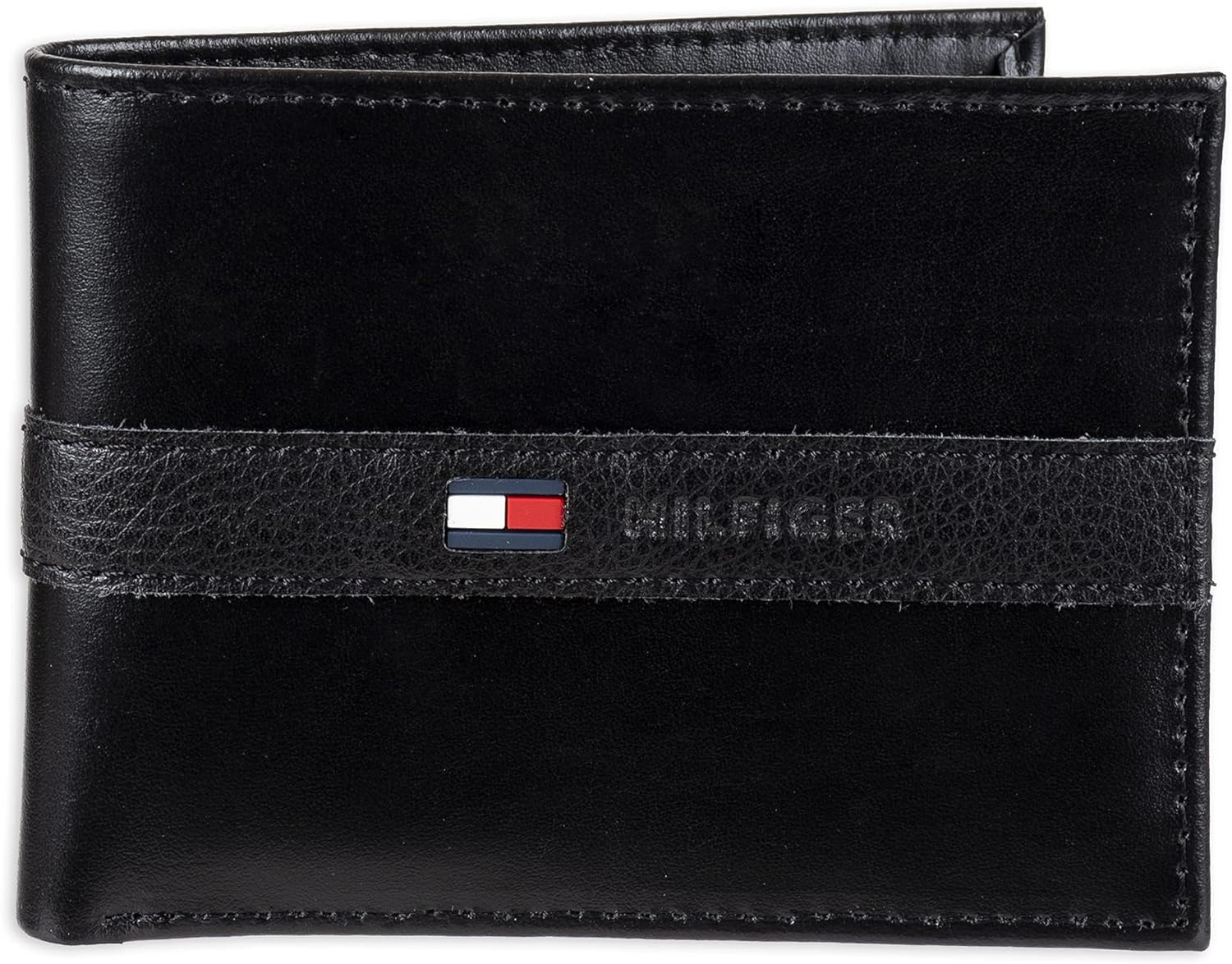 Tommy Hilfiger Men's RFID Blocking 100 Percent Leather Slimfold Wallet Bi-Fold, Tan Zed, One Size