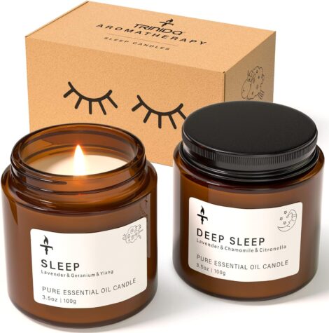 TRINIDa Sleep Candle Gift Set – Lavender & Chamomile Aromatherapy for Perfect Sleep & Anxiety Relief