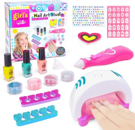 Girls’ Toys Art Crafts Set: Age 5-9, Kid’s Gift for Birthday, Nail Polish Makeup Kit