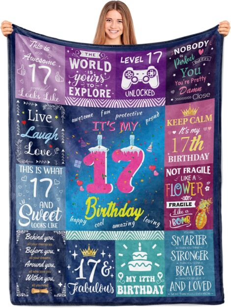 Paready 17th Birthday Gift: Girl’s Throw Blanket – Soft, 50″x60″ – Teenage Girl’s Favorite!