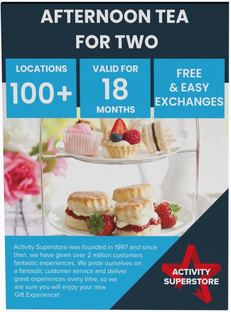 Activity Superstore Tea for Two Voucher: 100+ UK Locations, Perfect Gift for Couples and Retirement.