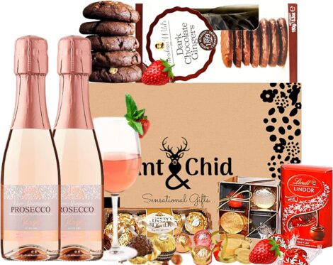 Pink Rose Prosecco Choc Hamper & Gift Set – Ideal for Birthdays, Mother’s Day, Valentine’s & more