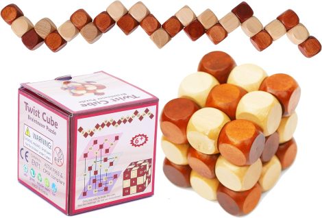 Wooden Twist IQ Puzzle – Brain Teaser for all ages – Mens Gift Set for Him.