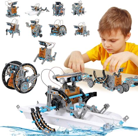 STEM Solar Robot Kit – 12-in-1 Science Building Toy, ideal for 10-year-old boys and girls. Educational DIY Assembly Kit with Solar Power. Best Science Kit Gift for Kids 10-12.