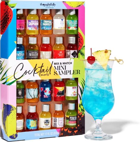 Thoughtfully Cocktails Mini Sampler, 20-Pack, Mix and Match Non-Alcoholic Flavors: Appletini, Blue Hawaiian, Margarita & More.