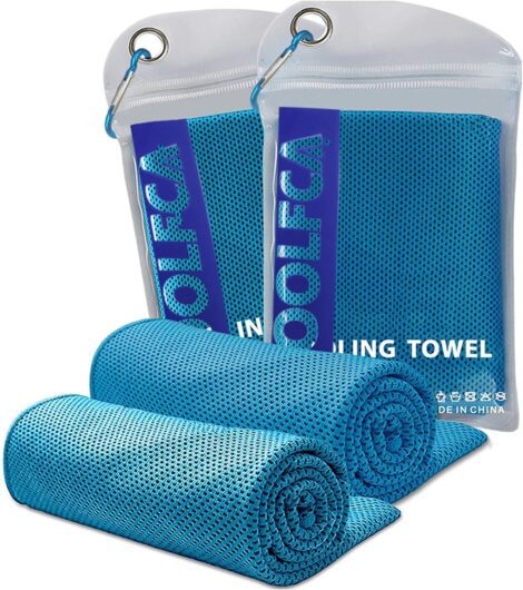 iScooter Cooling Towel: Instantly Cool Down Sports Towel for Golf, Running, Gym – 2Pack