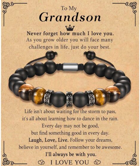 TEVOP Tiger Eye Stone Bracelet: Perfect Gifts for Dad Son Grandson Grandad