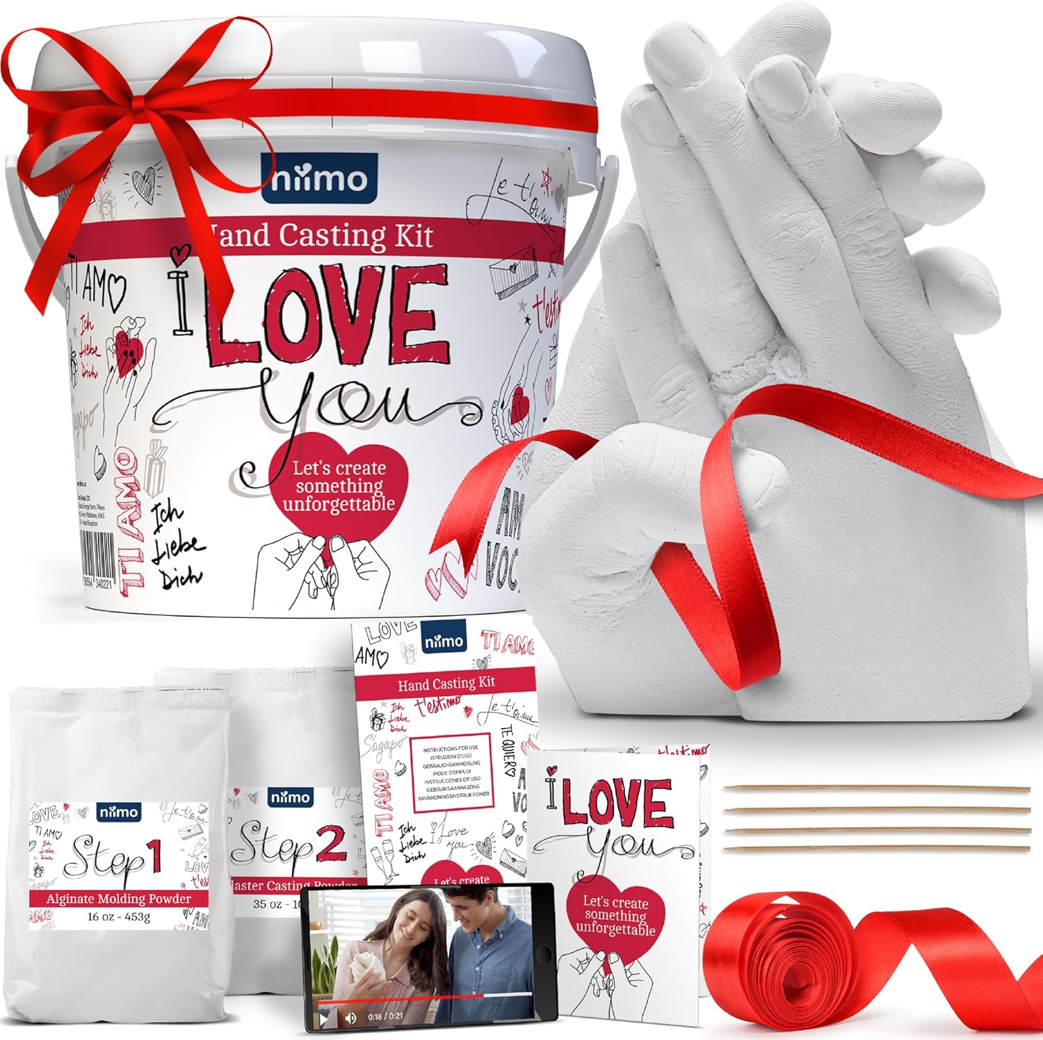 Niimo Hand Casting Kit for Couples - Wedding Gifts, Personalised Gifts for Men, Women Engagement Gifts, Boyfriend Gifts, Gifts for Her and Him, Craft Kits for Adults UK