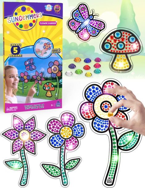 SUNGEMMERS Flower Suncatcher Kit – Perfect Gifts for 6-11 Year Old Girls – Art & Crafts for Kids – Christmas Gifts.