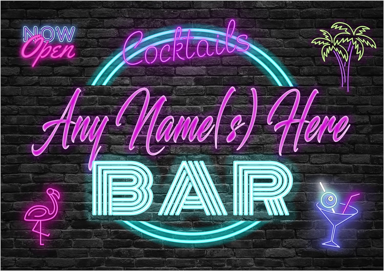 Personalised Cocktail Bar Neon sign Metal Sign Funny Man Cave Garage Bar Gift For Him Enamel Sign Vintage Retro Old Signage (Large A4 (200x280mm) Approx)