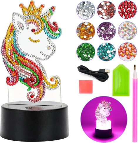 3D Diamond Art and Craft Unicorn Kit: Ideal Girls Birthday Gift for Ages 4-8