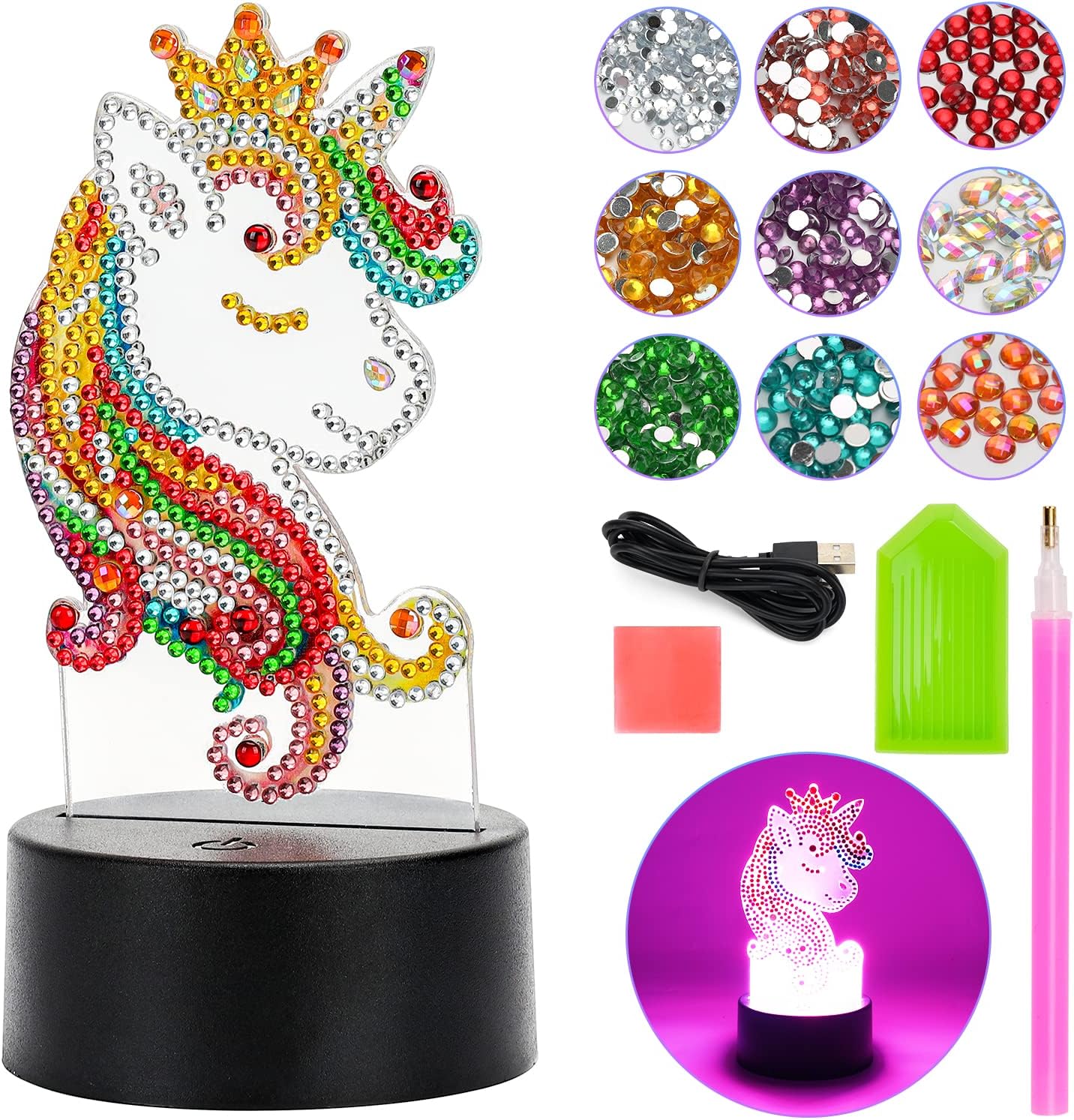 Girls Gift for 4 5 6 7 8 Year Old Kids Boy Girls Toy, Diamond Painting Kits for 5-9 Years Old Boy Girls 3D Diamond Art and Craft Kits Age 5-8 Girls Birthday Gift Unicorn Toy for 4-7 Year Old Girl