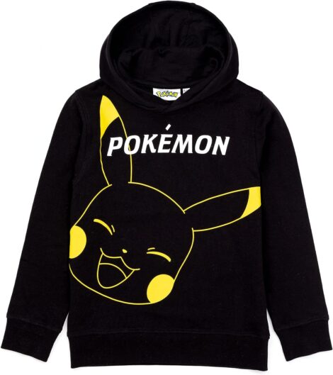 Poke Hoodie: Pikachu Face Kids Jumper | Clothing for Boys and Girls | Gamer Merch