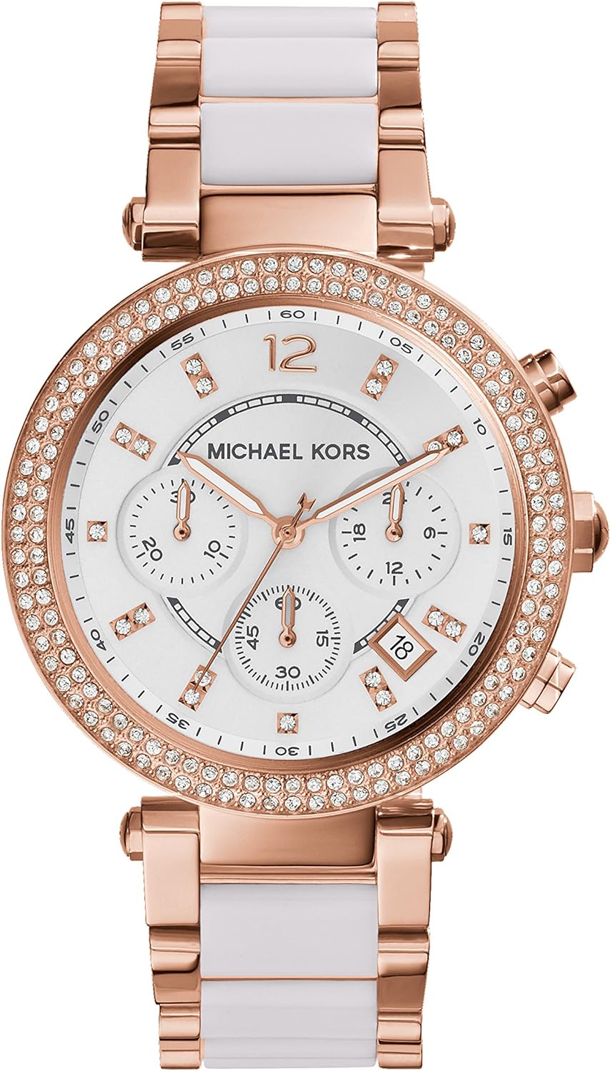 Michael Kors Watch for Women Parker, 39mm case size, Chronograph movement, Stainless Steel strap