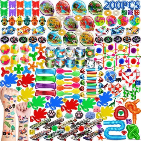 200PCS Assorted Kids Party Bag Fillers – Unisex Toys for Birthday Fun!