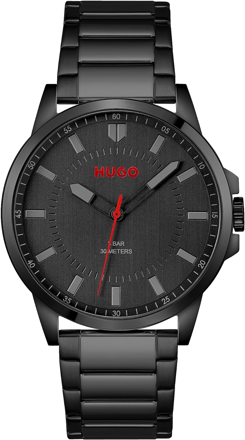 HUGO Analogue Quartz Watch for Men with Black Stainless Steel Bracelet - 1530187