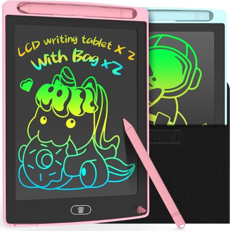 LEYAOYAO 8.5″ LCD Writing Tablet – Colorful Doodle Pad for Kids 3-6 Years Old (Blue+Pink)