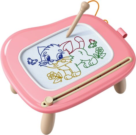 KOKODI Toddler Magnetic Drawing Board: Educational Travel Toy for 1-3 Year Olds (Pink)