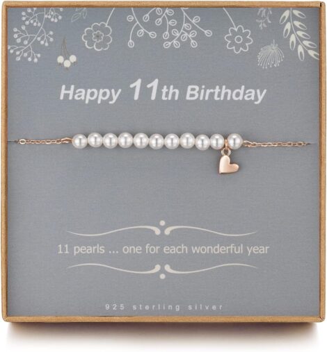 Pearl Bracelet Gift for 11 Year Old Girls – Adjustable and Sweet! (Less than 15 words)