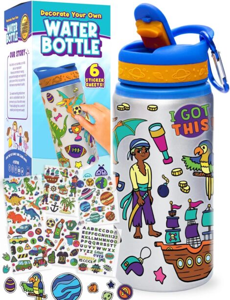 Purple Ladybug Kids Water Bottle Craft Kit: Creative Gifts for 6 Year Old Boys, Arts and Crafts On-The-Go.