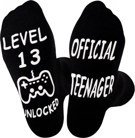 Jeasona 13th Birthday Cotton Socks – Cool Novelty Teenager Gifts for 13 Year Old Boys.