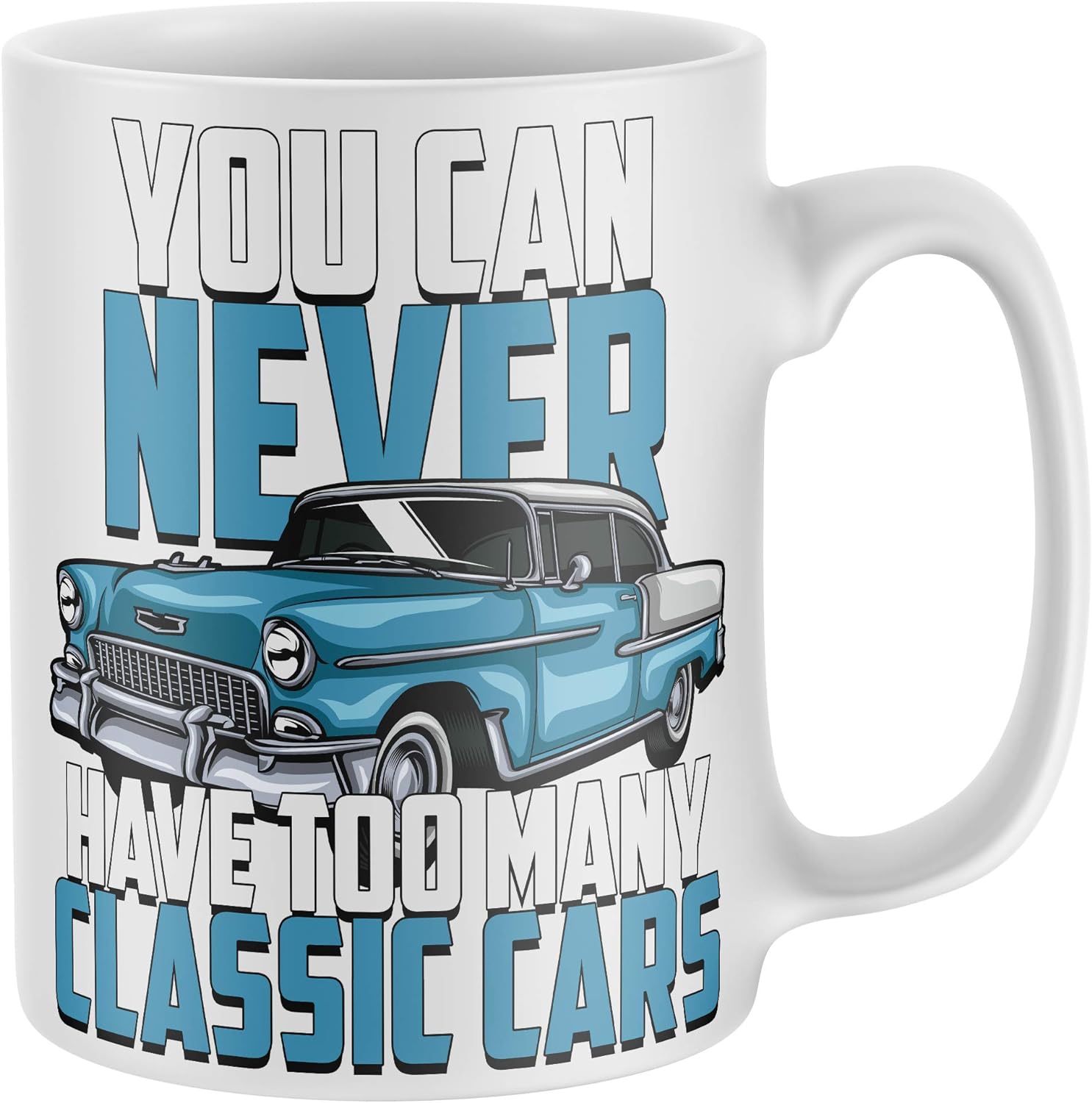 Purple Print House Mens You Can Never Have Too Many Classic Cars Mug - Funny Birthday Vintage Car Gifts For Him - Car Collector Coffee Cup, White, One Size