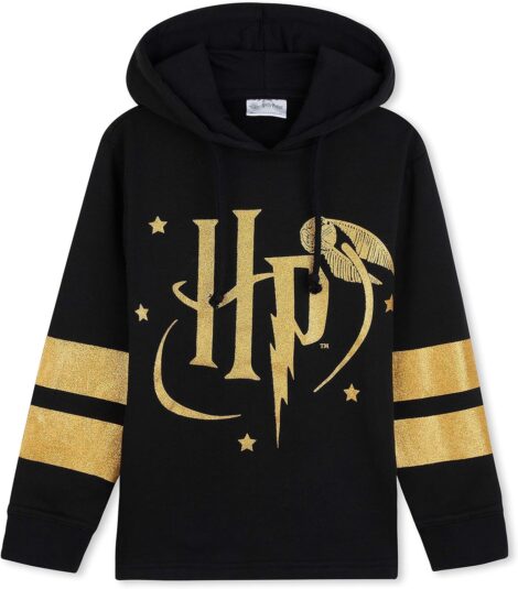 Teenage girls’ Harry Potter hoodie in Hogwarts colors with zip-up closure, for ages 5-14. Perfect gift option.