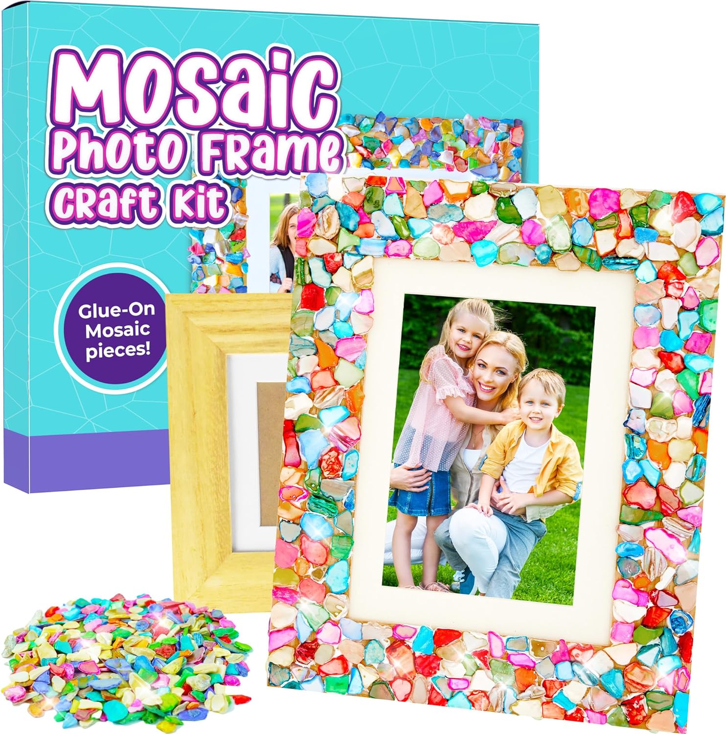 PURPLE LADYBUG Decorate Your Own Mosaic Photo Frame Craft Kits for Kids Age 6+ - Creative Gifts for 10 Year Old, Birthday Gifts for Teenage Girls, Arts & Crafts Presents for Children Ages 7 8 9