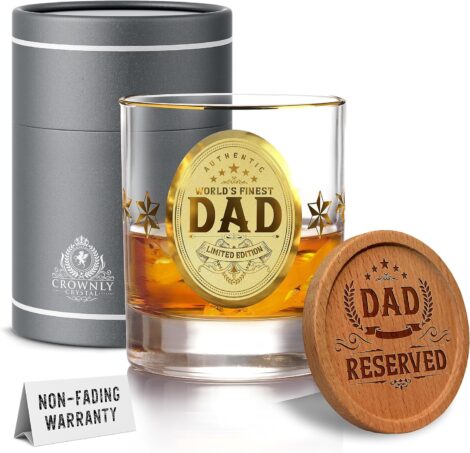 Popular gift: Kies Gift® Gold Whiskey Glass – Personalized Best Dad Ever!