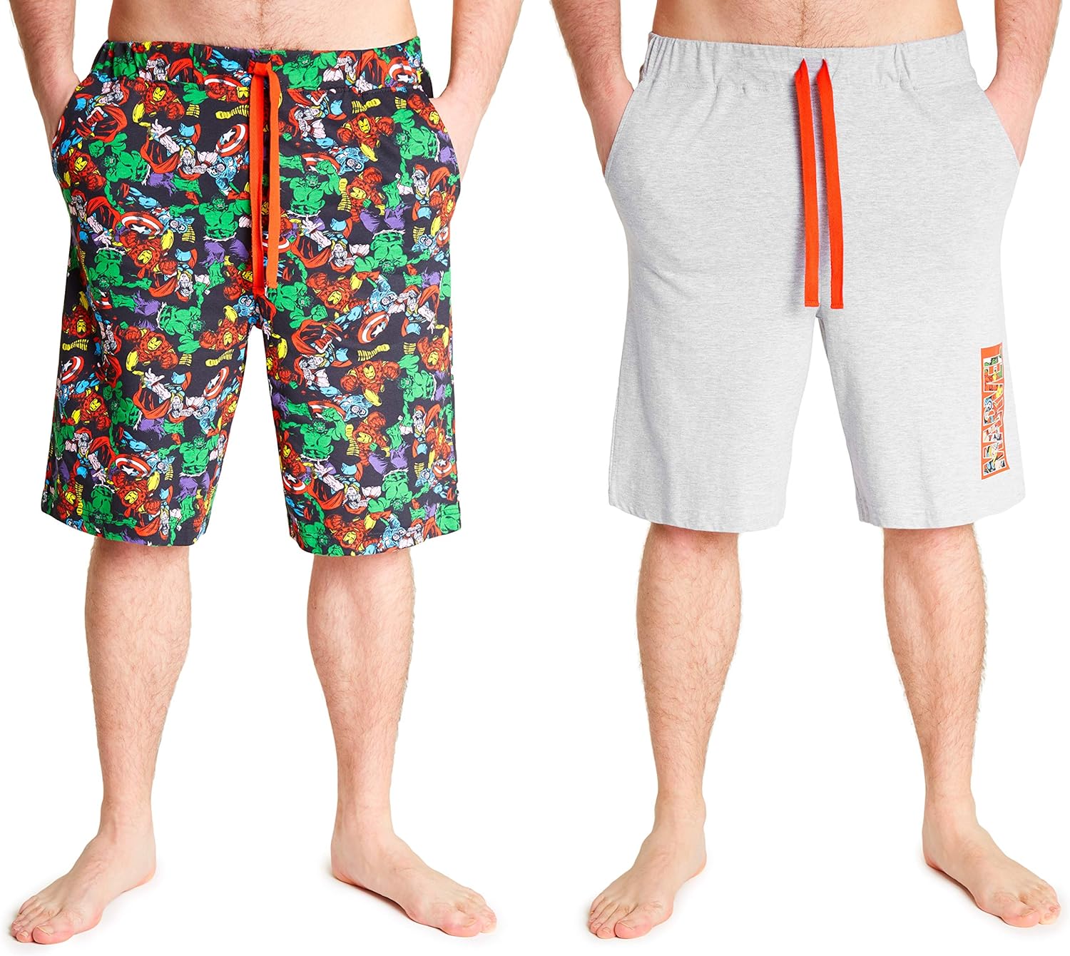 Marvel Men Shorts Pack of 2 Mens Joggers Pyjama Bottoms