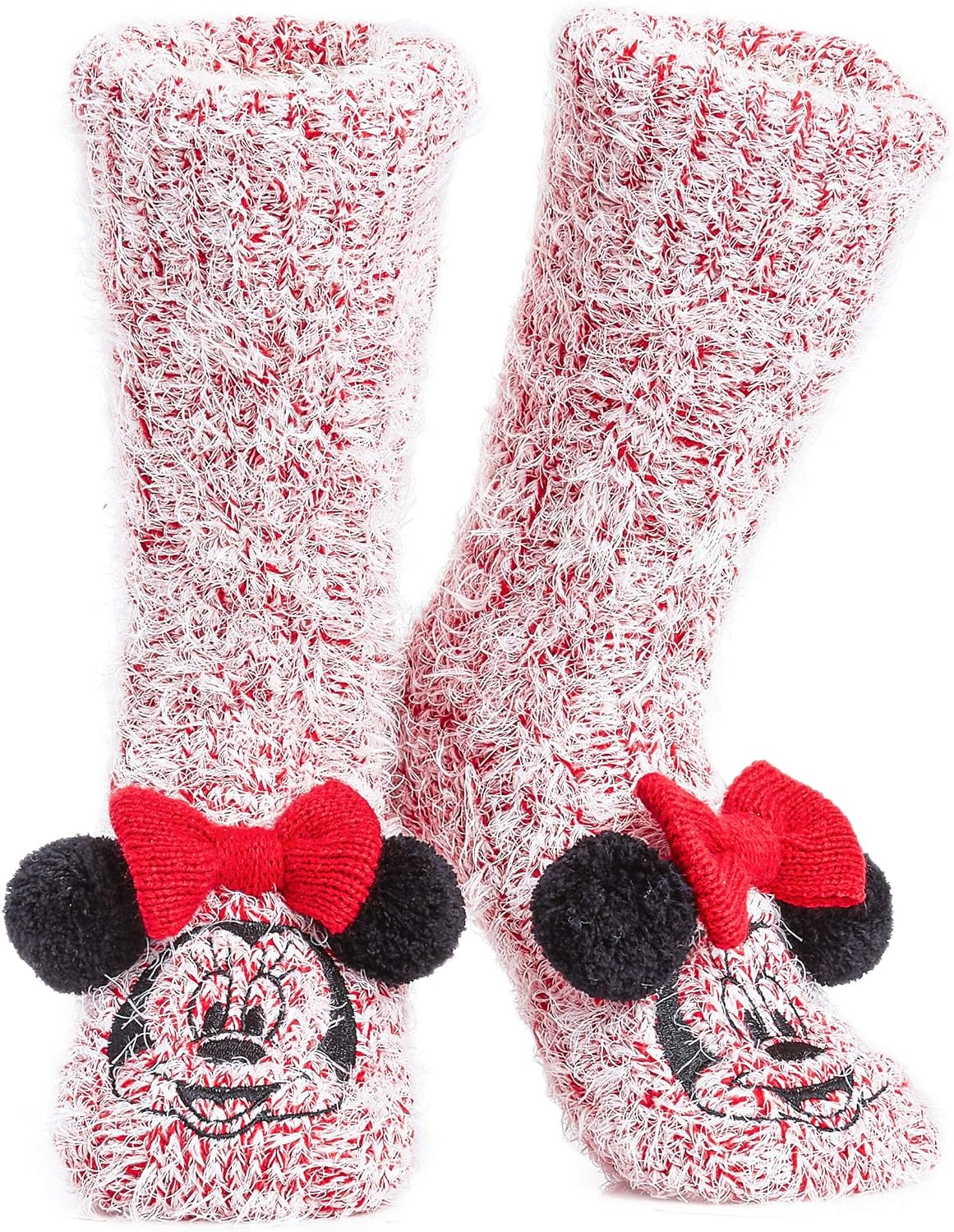 Disney Fluffy Slipper Socks for Women, Minnie Mickey Stitch Gifts